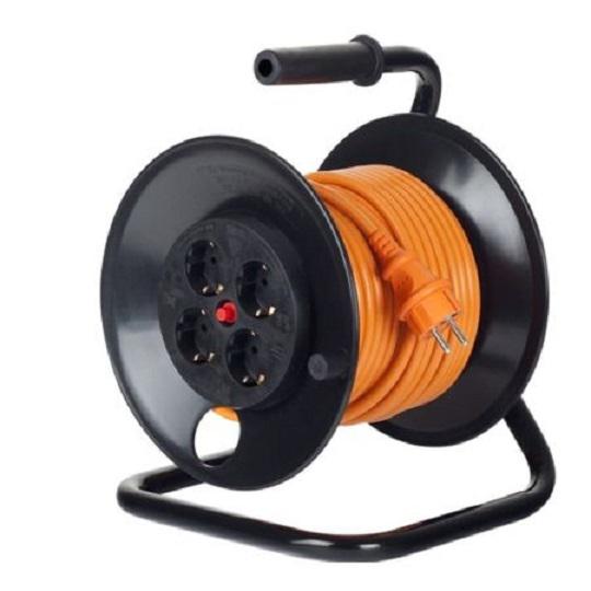PRELUNGITOR Bachmann, Schuko x 4, conectare prin Schuko (T), cablu 25 m, protectie supratensiune, negru | portocaliu, "B392.225" (timbru verde 0.18 lei)