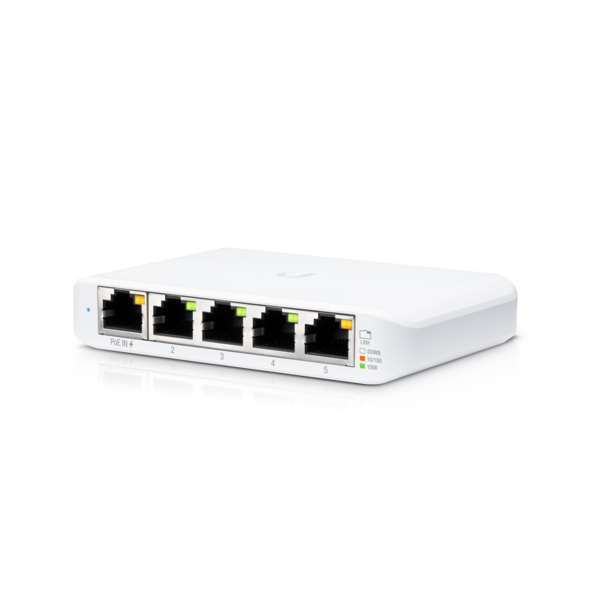 SWITCH PoE UBIQUITI, port Gigabit x 5, SFP nu, managed, carcasa plastic, "USW-FLEX-MINI" (timbru verde 2 lei)
