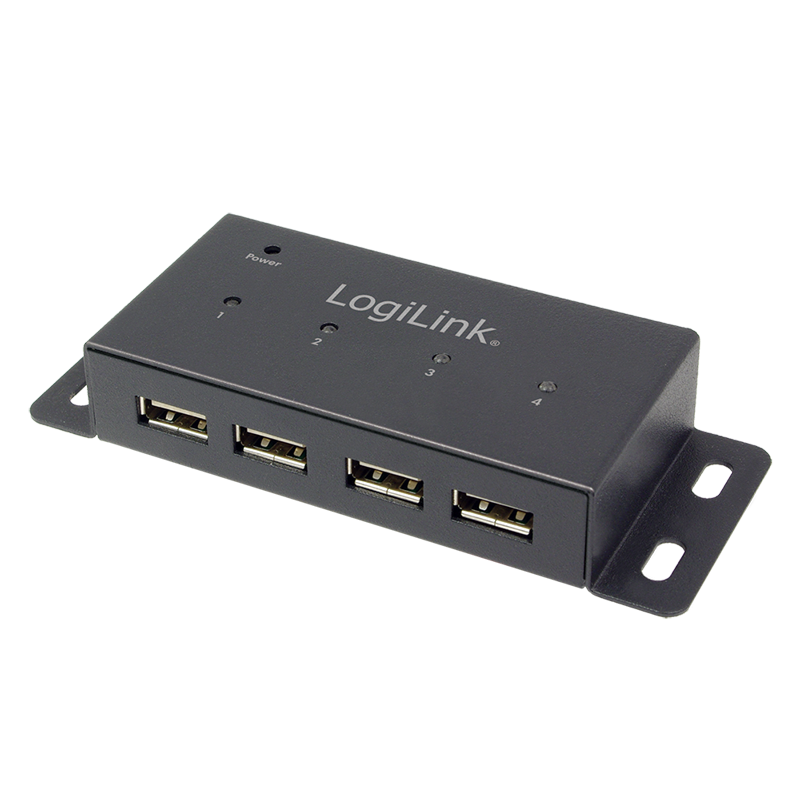 HUB extern LOGILINK, porturi USB: USB 2.0 x 4, conectare prin USB 2.0, metal, negru, "UA0141A" (timbru verde 0.8 lei)