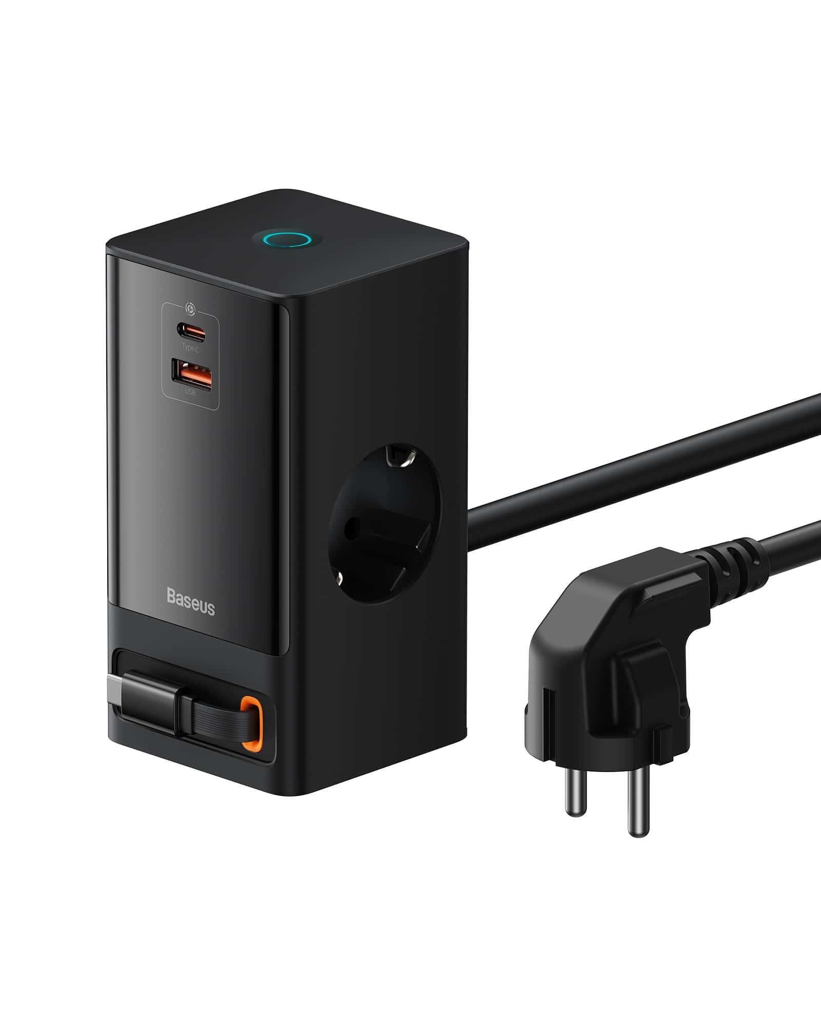 INCARCATOR RETEA Baseus GaN3 Pro Powerstrip, Quick Charge 65W, 2 x AC, 1 x USB Type-C Output 5V/3A, 1 x USB, lungime cablu 1.5m, negru "PSLR000301" (timbru verde 0.18 lei) - 6932172625436