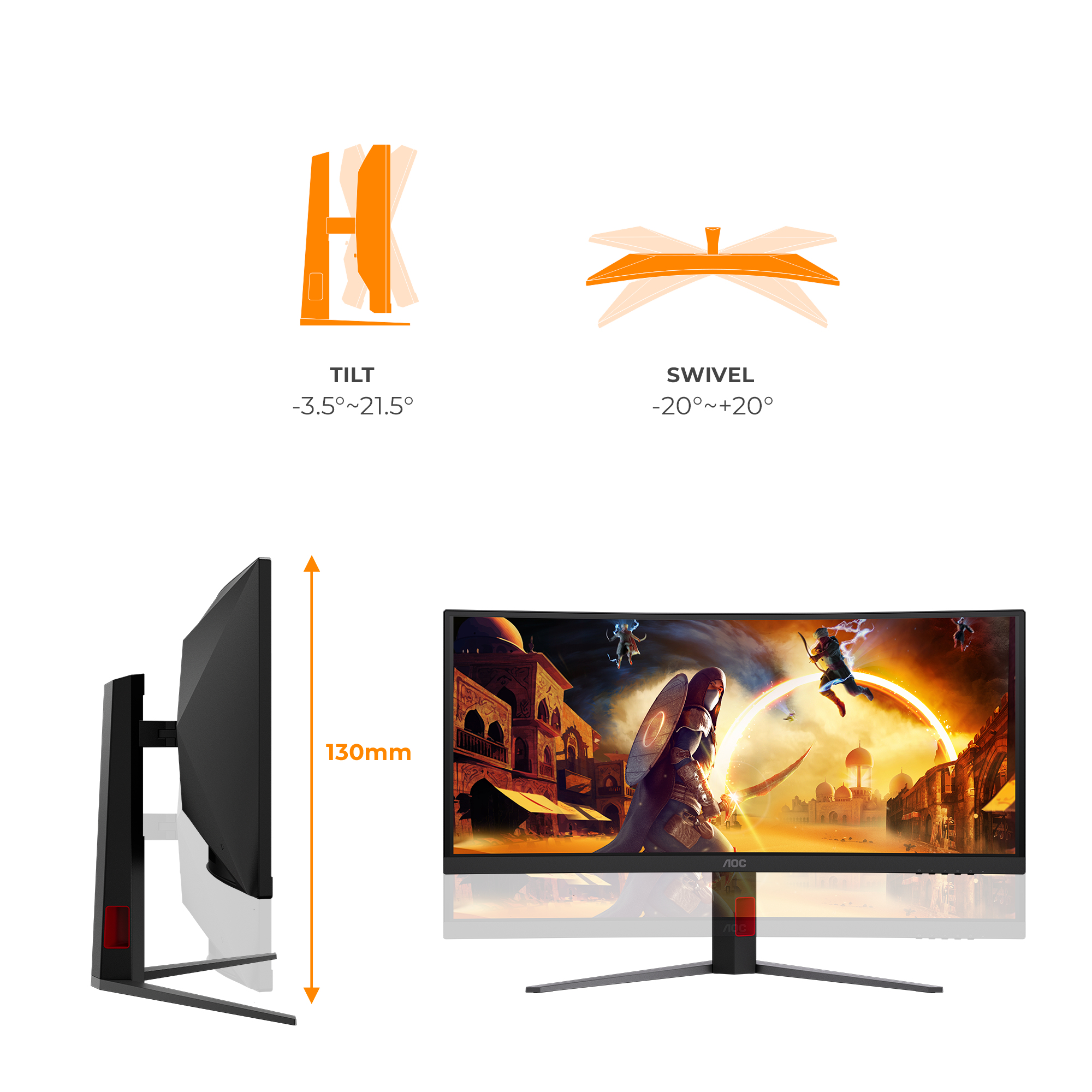 Gaming CU34G4CA Curbat 34 inch UWQHD VA 0.5 ms 180 Hz USB-C HDR"CU34G4CA" - imagine 4