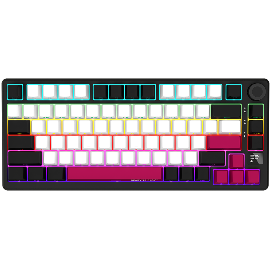 LORGAR KBP7075W, Wireless 75% Mechanical Gaming Keyboard Pro, Black/red, EN layout "LRG-KBP7075W-BK-US" (timbru verde 0.8 lei)