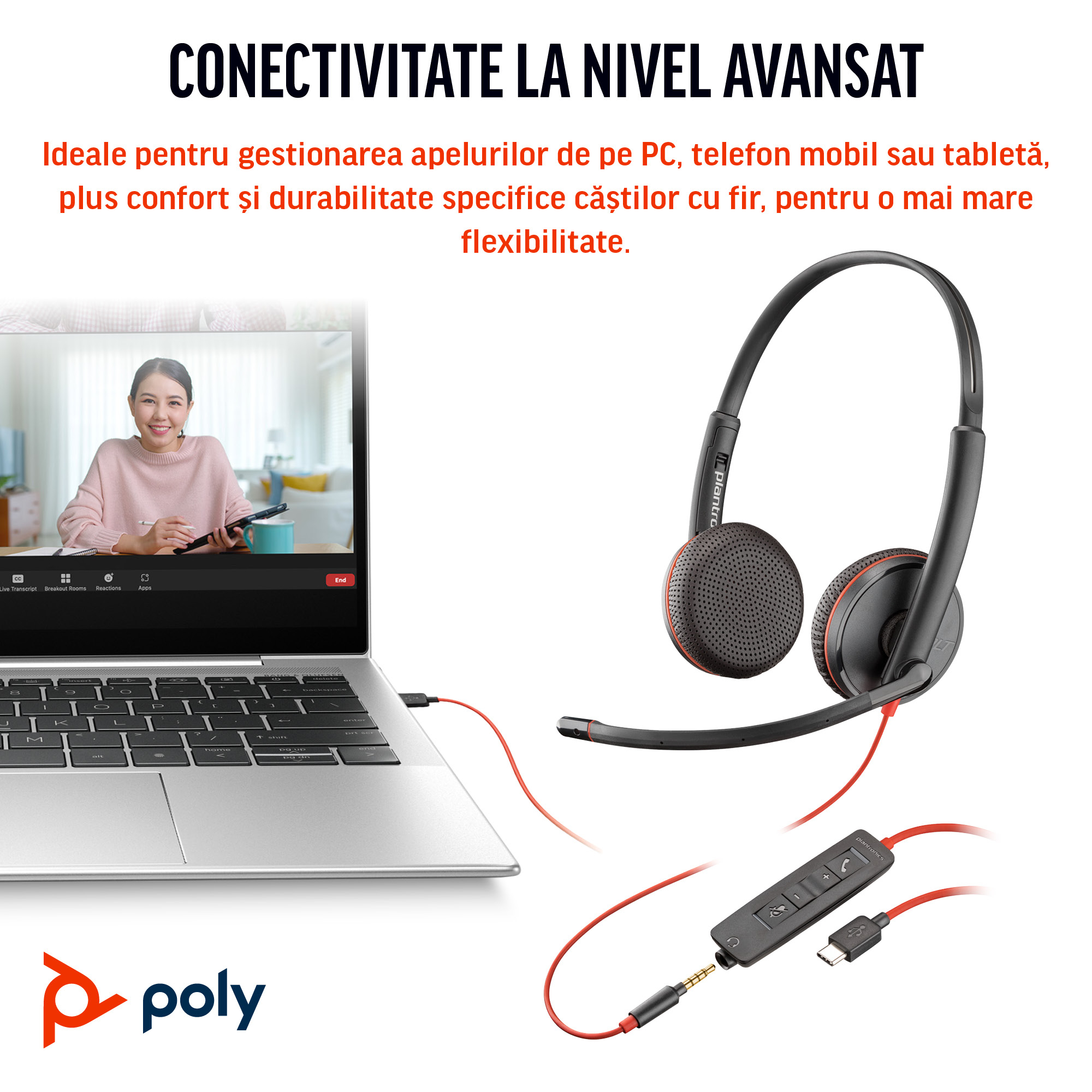 Poly BW 3225 USB-C HS +3.5mmP +USB-C/A"8X229AA" - imagine 6