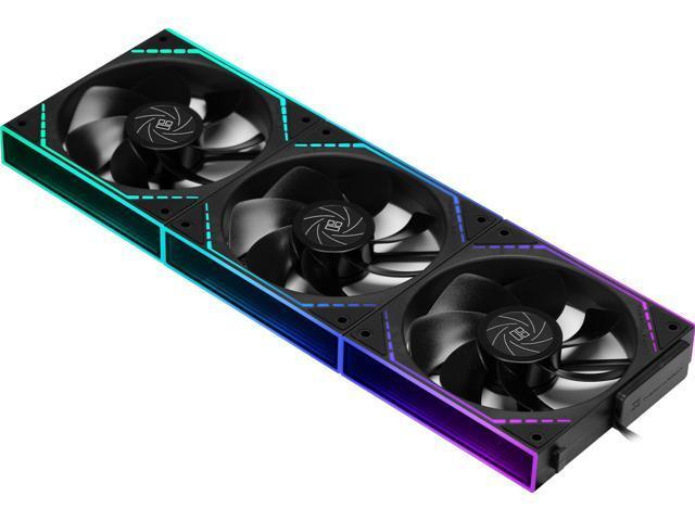 Set 3 ventilatoare Thermalright "TL-M12QR", 120mm, 1500 RPM, S-FDB Bearing, 47.6 CFM, LED ARGB, 4pin PWM, negru, "TL-M12QR-3" (timbru verde 0.54lei)