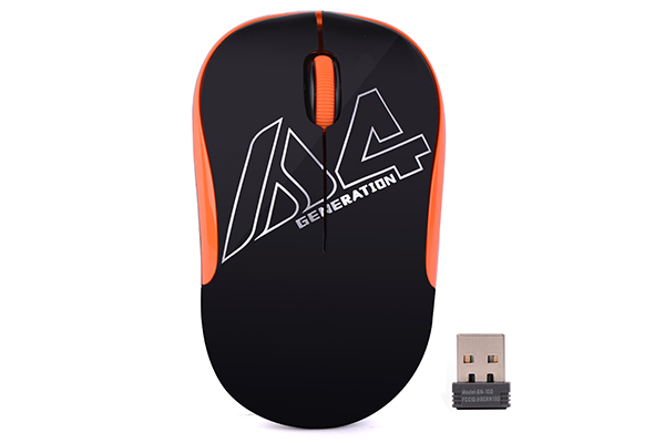 MOUSE A4tech, PC sau NB, wireless, 2.4GHz, optic, 1000 dpi, butoane/scroll 3/1, , negru / portocaliu, 45507104 "G3-300N-BO" (timbru verde 0.18 lei)