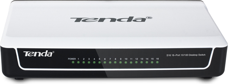 SWITCH Tenda 16 porturi 10/100 Mbps, fanless "S16" (timbru verde 0.8 lei)