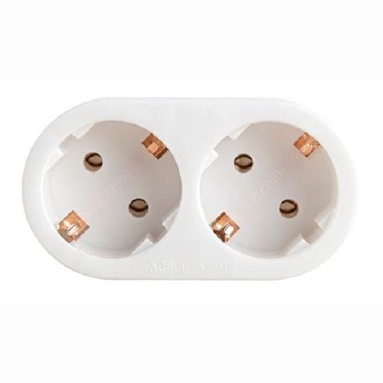 PRIZA Bachmann, Schuko x 2, conectare prin Schuko (T), cablu nu e cazul, fara protectie, alb, "B921.017" (timbru verde 0.18 lei)