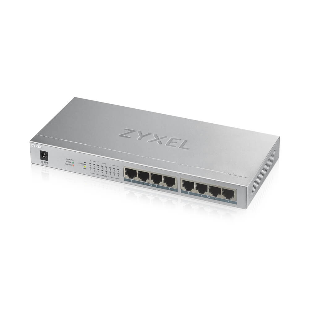 SWITCH PoE ZYXEL, "GS1008-HP"port Gigabit x 8, unmanaged, nerackabil, carcasa metalica, "GS1008HP-EU0101F" (timbru verde 2 lei)