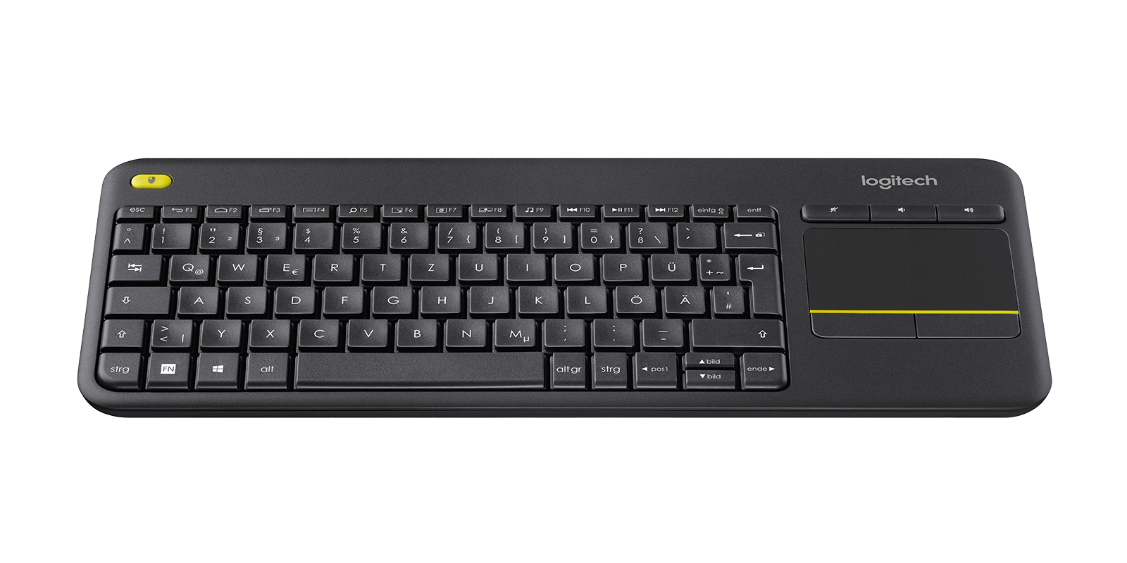 Tastatura K400 Plus, Touchpad, USB, Layout DE, Black "920-007127" (timbru verde 0.8 lei)