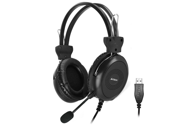 CASTI A4tech, cu fir, standard, utilizare multimedia, microfon pe brat, conectare prin USB 2.0, negru, "HU-30", (timbru verde 0.8 lei)