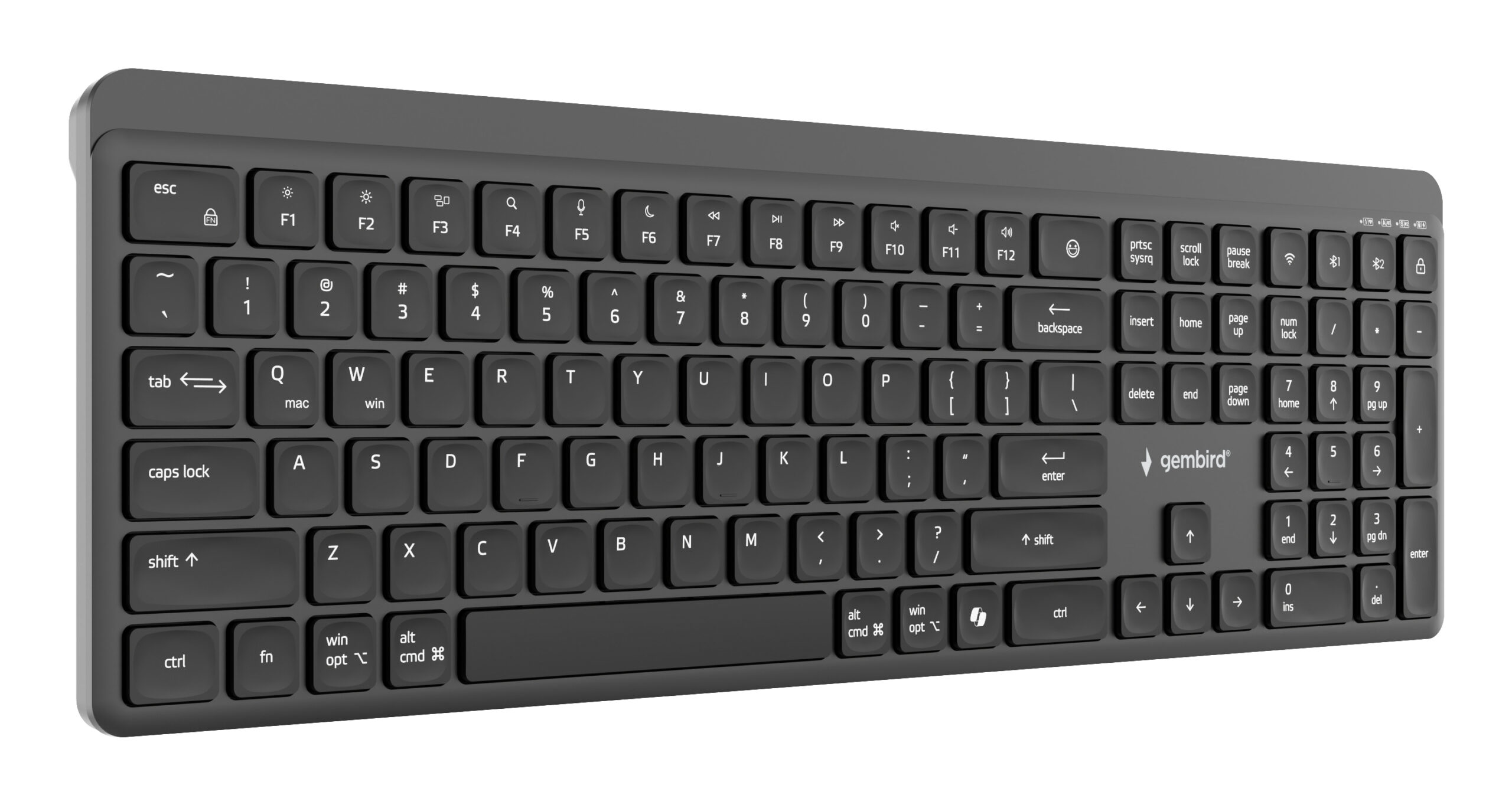 TASTATURA GEMBIRD wireless, dual-mode BT v5.1 + 2.4Ghz, 110 taste, Li-ion 300mAh, USB-C, black, "KB-WPS-03" - imagine 4