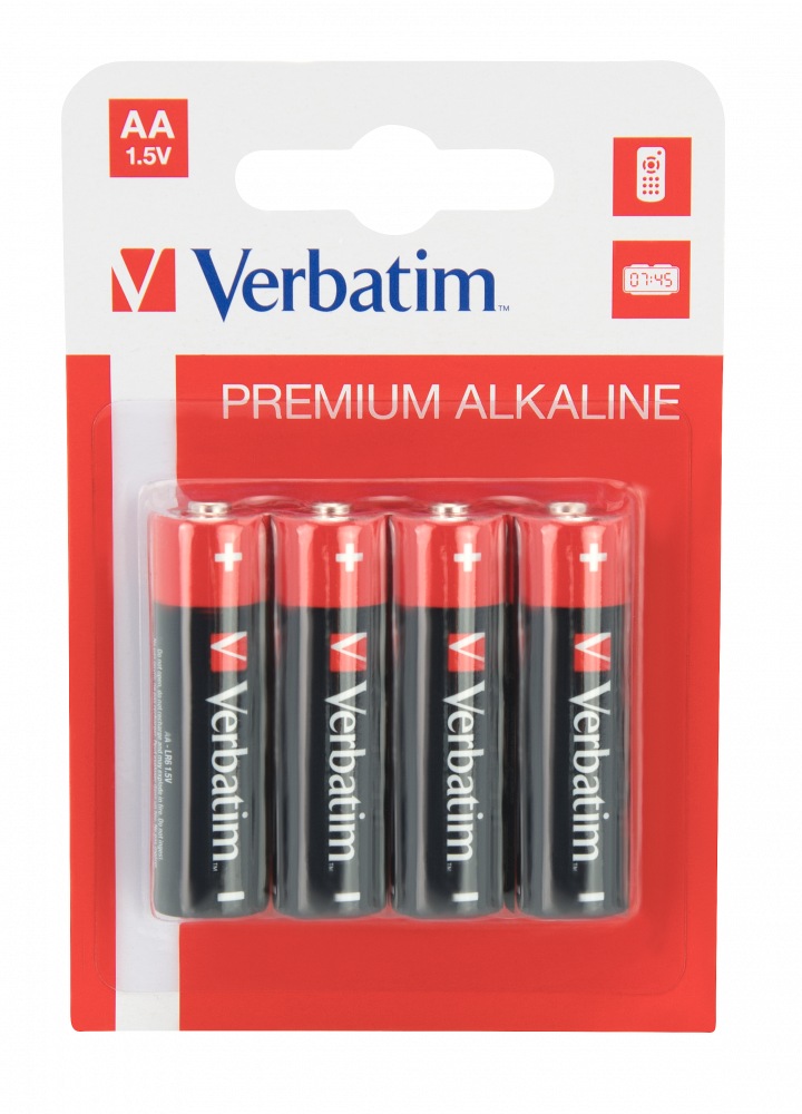 BATERIE VERBATIM AA (R6), 1.5V alcalina, 4 buc., "49921" (timbru verde 0.32 lei)
