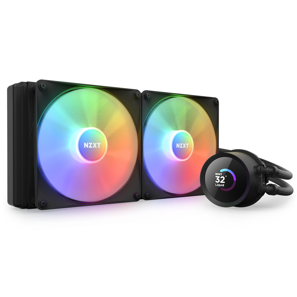 Cooler NZXT "Kraken 280 RGB", skt universal, racire cu lichid, ventilator 140 mm x 2 , 1500 rpm, iluminat RGB, "RL-KR280-B1" (timbru verde 2.00 lei)