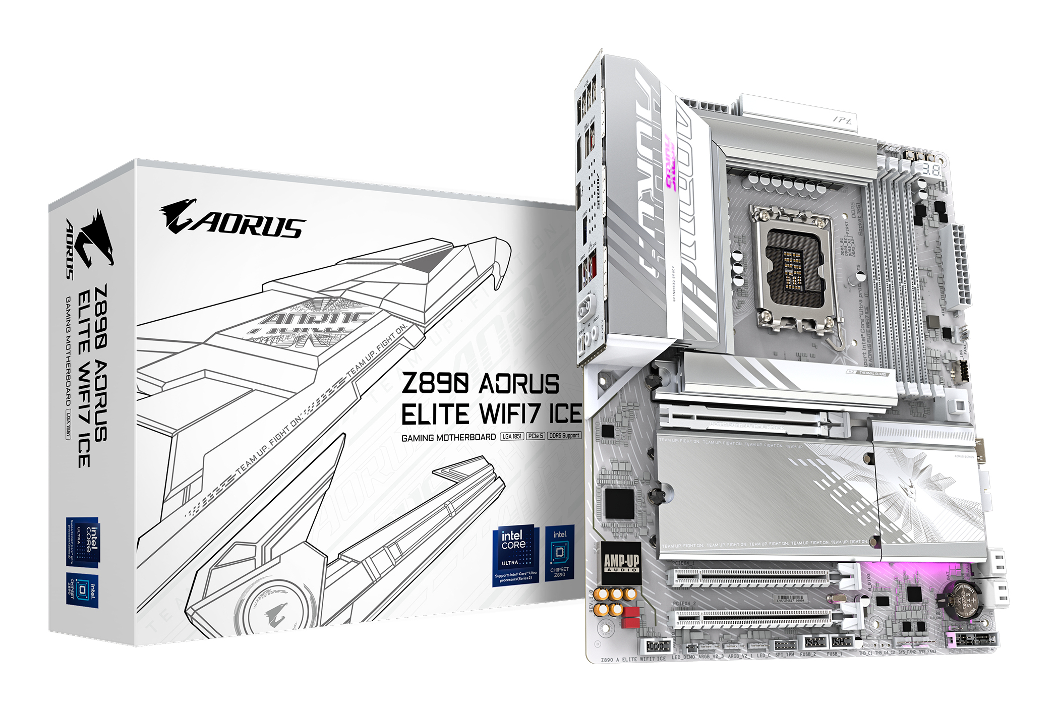 Placa de baza GIGABYTE Z890 Aorus Elite WF7 ICE Mainboard, Sockel LGA 1851, Intel Z890, ATX, DDR5 "Z890 AORUS ELITE WIFI7 ICE"