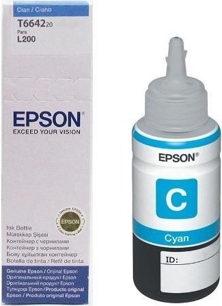 Cartus Cerneala Original Epson Cyan, T66424A, pentru L100|L120||L200|L110|L210|L220|L300|L355|L550, (timbru verde 0.15 lei), "C13T66424A"(RAPO)