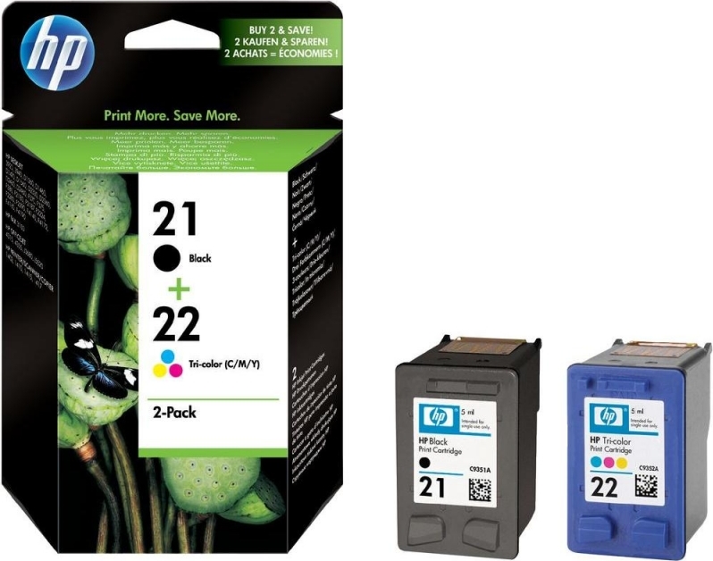 Combo-Pack Original HP Black/Color, nr.21+nr.22, pentru DeskJet 3940, , (timbru verde 0.3 lei), "SD367AE"