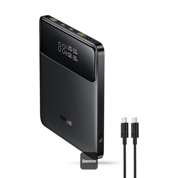 POWER BANK Baseus Blade H1, 20000mAh, PD 100W, ultra thin, 2 x USB; 2 x USB Type-C, display digital pt. status baterie, total 5A, include cablu USB Type-C la USB Type-C, negru, "P10021604123-00" (timbru verde 0.98 lei) - 6932172682446