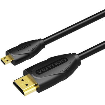 Cablu video Vention, HDMI(T) la microHDMI (T), 2m, rezolutie 4K la 60Hz, PVC, negru, "VAA-D03-B200" (timbru verde 0.08 lei) - 6922794721135