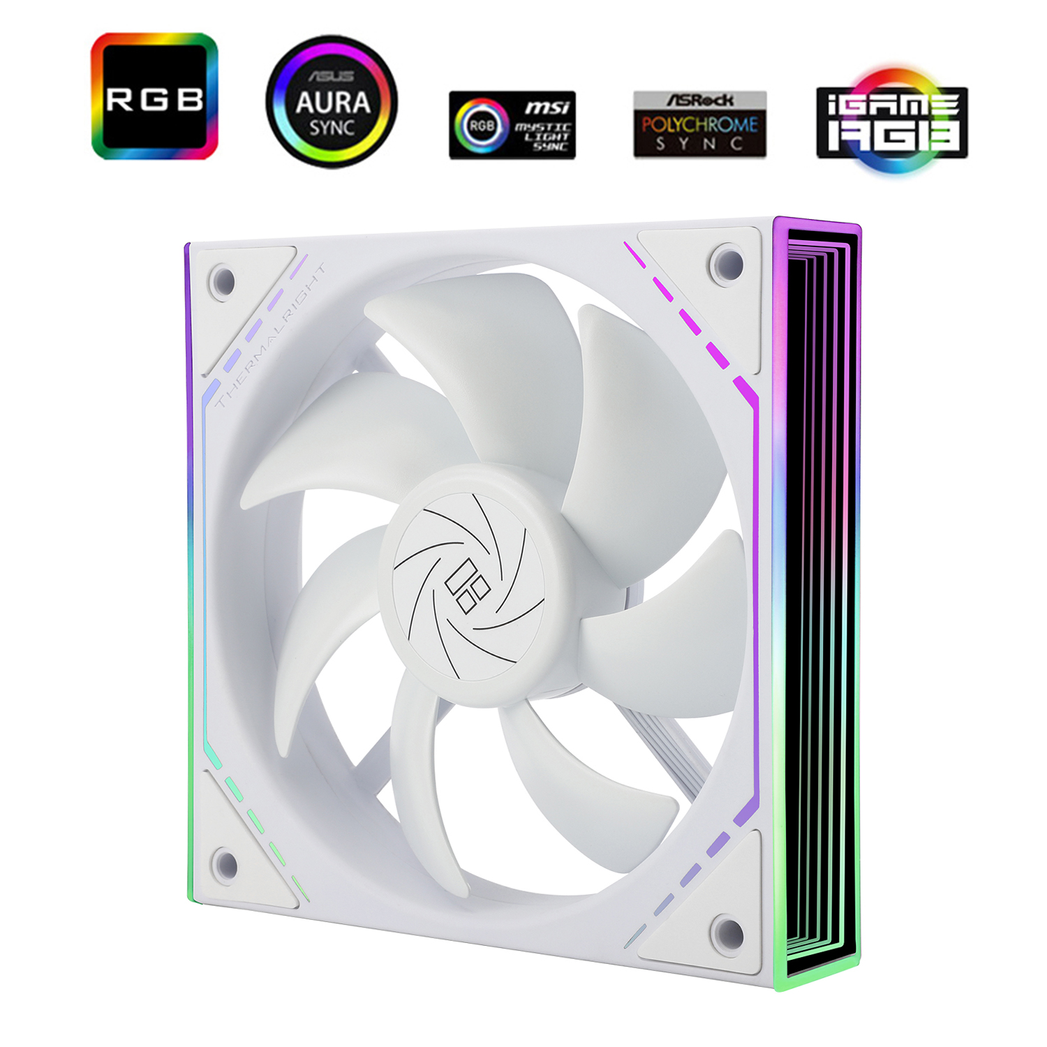 VENTILATOR Thermalright "TL-M12W", 120mm, 1500 RPM, S-FDB Bearing, 47.6 CFM, LED ARGB, 4pin PWM, alb, "TL-M12W" (timbru verde 0.08 lei)