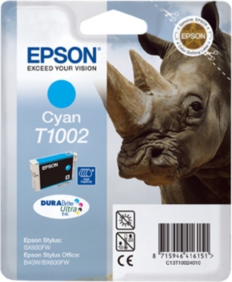 Cartus Cerneala Original Epson Cyan, T1002, pentru B40W|BX600|610FW, , (timbru verde 0.15 lei), "C13T10024010"