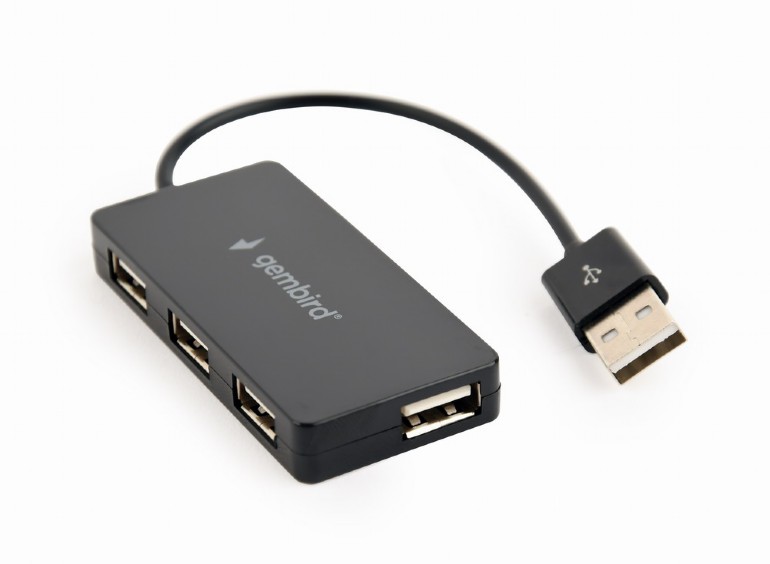 HUB extern GEMBIRD, porturi USB: USB 2.0 x 4, conectare prin USB 2.0, cablu 0.15 m, negru, "UHB-U2P4-04" (timbru verde 0.8 lei)
