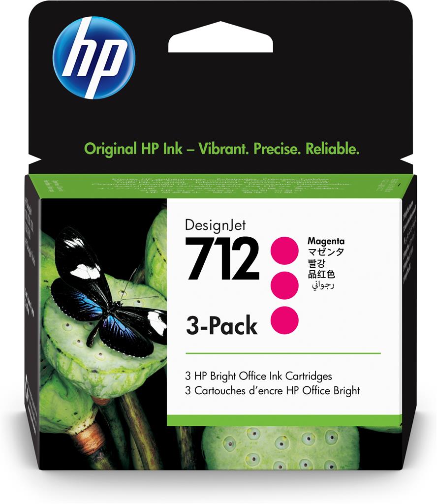 Tri-Pack Original HP Magenta, nr.712, pentru DesignJet Studio 24|Studio 36|T230|T250|T630|T650, 29ml, (timbru verde 0.45 lei), "3ED78A"