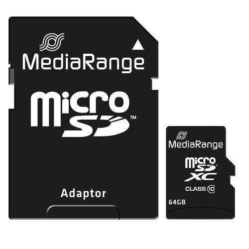 MediaRange Micro SDHC 64GB Class 10 with SD adapter "MR955" (timbru verde 0.03 lei)