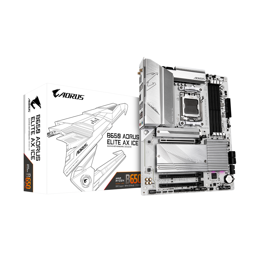 PLACI de BAZA Gigabyte B650 AORUS ELITE AX ICE AM5 4x DDR5, 3x PCIE x16, 3x M.2, 1x DP 1x HDMI, 4x SATA 6GB/s, ATX "B650 A ELITE AX ICE"