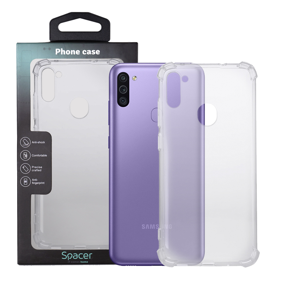 Husa Samsung Galaxy M11 Spacer, transparenta, grosime 1.5mm, protectie suplimentara antisoc la colturi, material flexibil TPU "SPPC-SM-GX-M11-CLR"