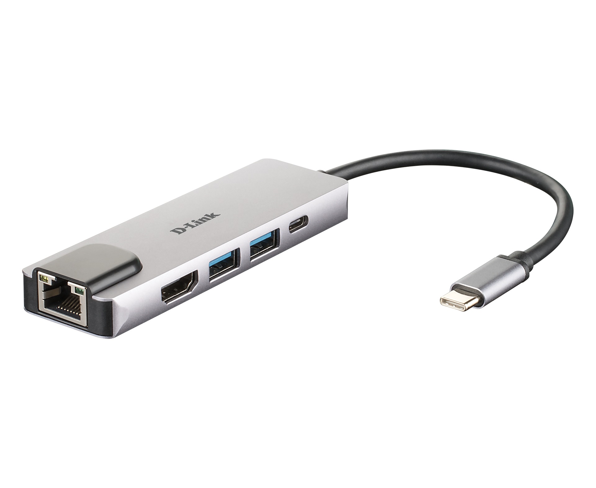 DOCKING Station D-LINK, porturi Gigabit LAN x 1, USB 3.0 x 2, HDMI x 1, USB Type C x 1, conectare prin USB Type C, cablu 17 cm, argintiu "DUB-M520" (timbru verde 0.8 lei)