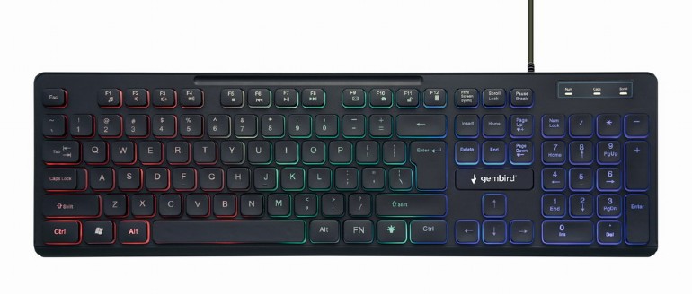 TASTATURA GEMBIRD USB, multimedia 104 taste + 12 taste multimedia, backlight "Rainbow", black "KB-UML-02" (timbru verde 0.8 lei)