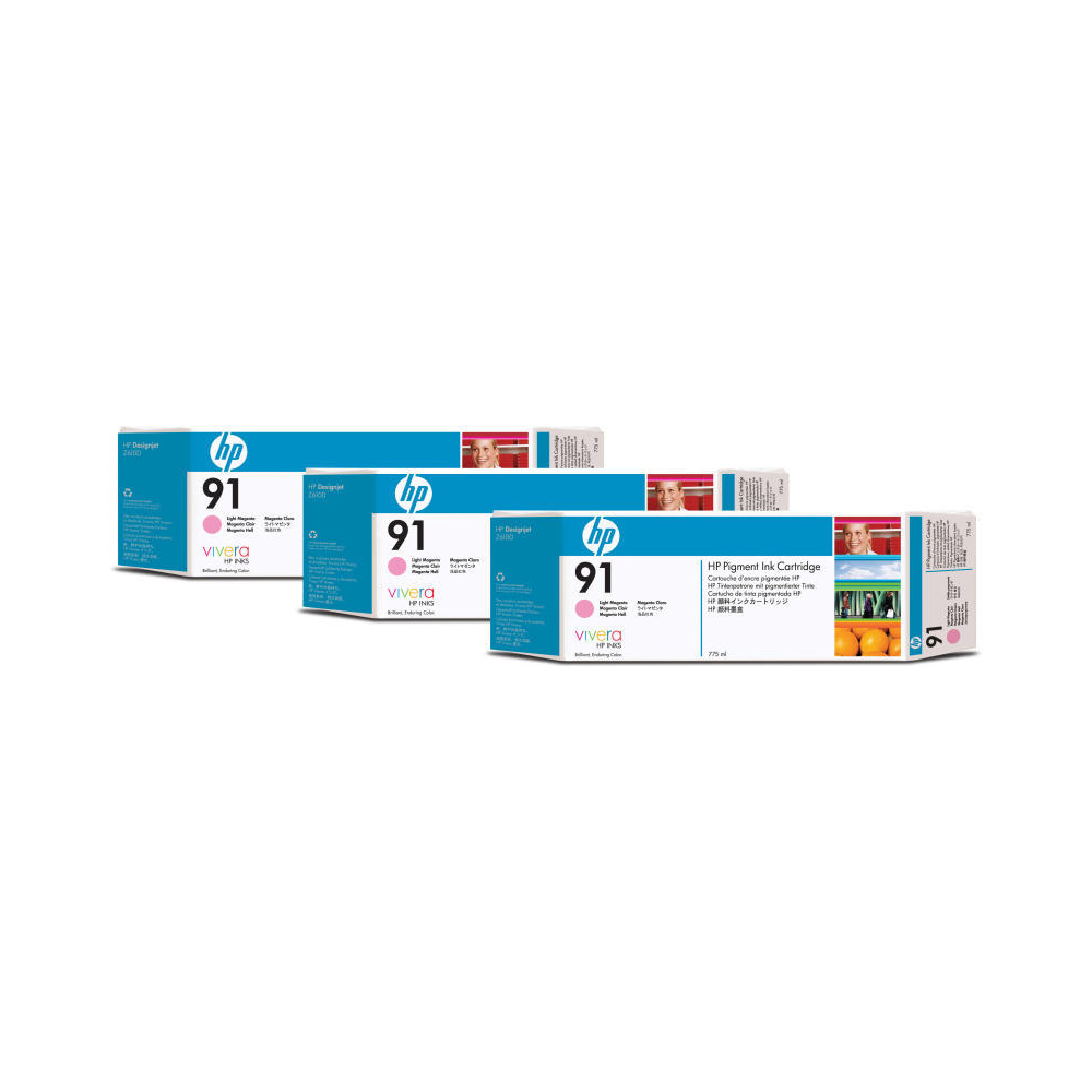 Tri-Pack Original HP Light Magenta, nr.91, pentru DesignJet Z6100, 3x775ml, (timbru verde 0.45 lei)"C9487A"