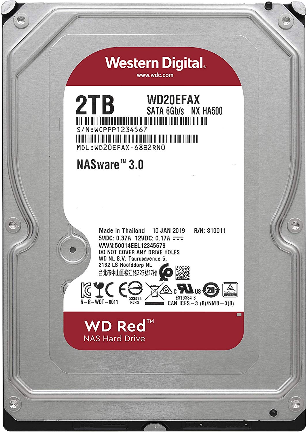 HDD WD 2 TB, Red, 5.400 rpm, buffer 256 MB, pt. NAS, "WD20EFAX"