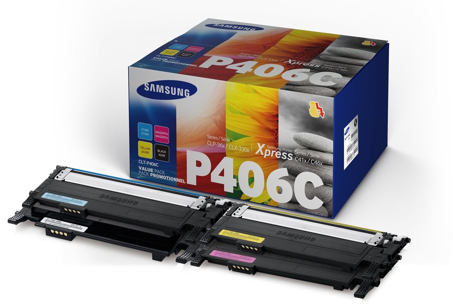 Combo-Pack Original Samsung CMYK, P406C, pentru CLP-360|365|SL-C410|CLX-3300|3305|C460, 1.5K, (timbru verde 1.2 lei) , "SU375A"