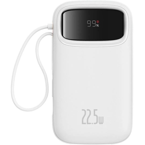 POWER BANK Baseus Qpow2, 20000mAh, 22.5W, 1 x USB; 1 x USB Type-C, 1 x Lightning, total 3A, include cablu USB Type-C 0.3m, alb, "P10055002223-00" (timbru verde 0.98 lei) - 6932172636319