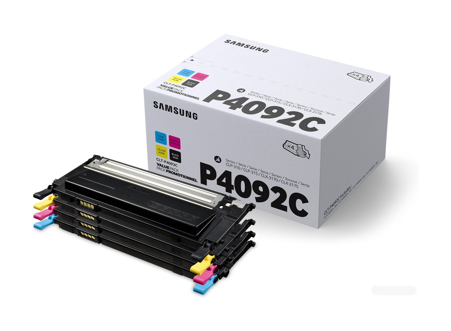 Combo-Pack Original Samsung CMYK, P4092C, pentru CLP-310|CLP-310N|CLP-315|CLP-315W|CLX-3170FN|CLX-3175|CLX-3175FN|CLX-3175FW|CLX-3175N, 4x1.5K, (timbru verde 1.2 lei) , "SU392A"