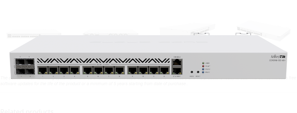 NET ROUTER 1000M 12PORT 4SFP+/CCR2116-12G-4S+ MIKROTIK, "CCR2116-12G-4S+" (timbru verde 0.8 lei)