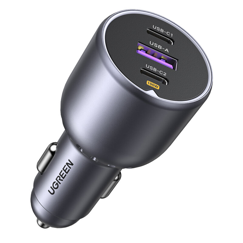 INCARCATOR auto Ugreen, "EC705" 1 x USB, 2 x USB Type-C total output 130W, pt. bricheta auto, negru "35025" (timbru verde 0.8 lei)