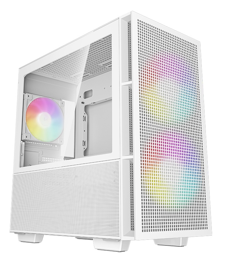 CARCASA DeepCool "CH360 WH", Mini Tower, ATX, fara sursa, 3xfan, USB 3.2 gen 1 x 1, USB 2.0 x 2, audio, PSU shroud,4 sloturi expansiune,iluminare ARGB,alb "R-CH360-WHAPE3-G-1" (timbru verde 0.24lei)