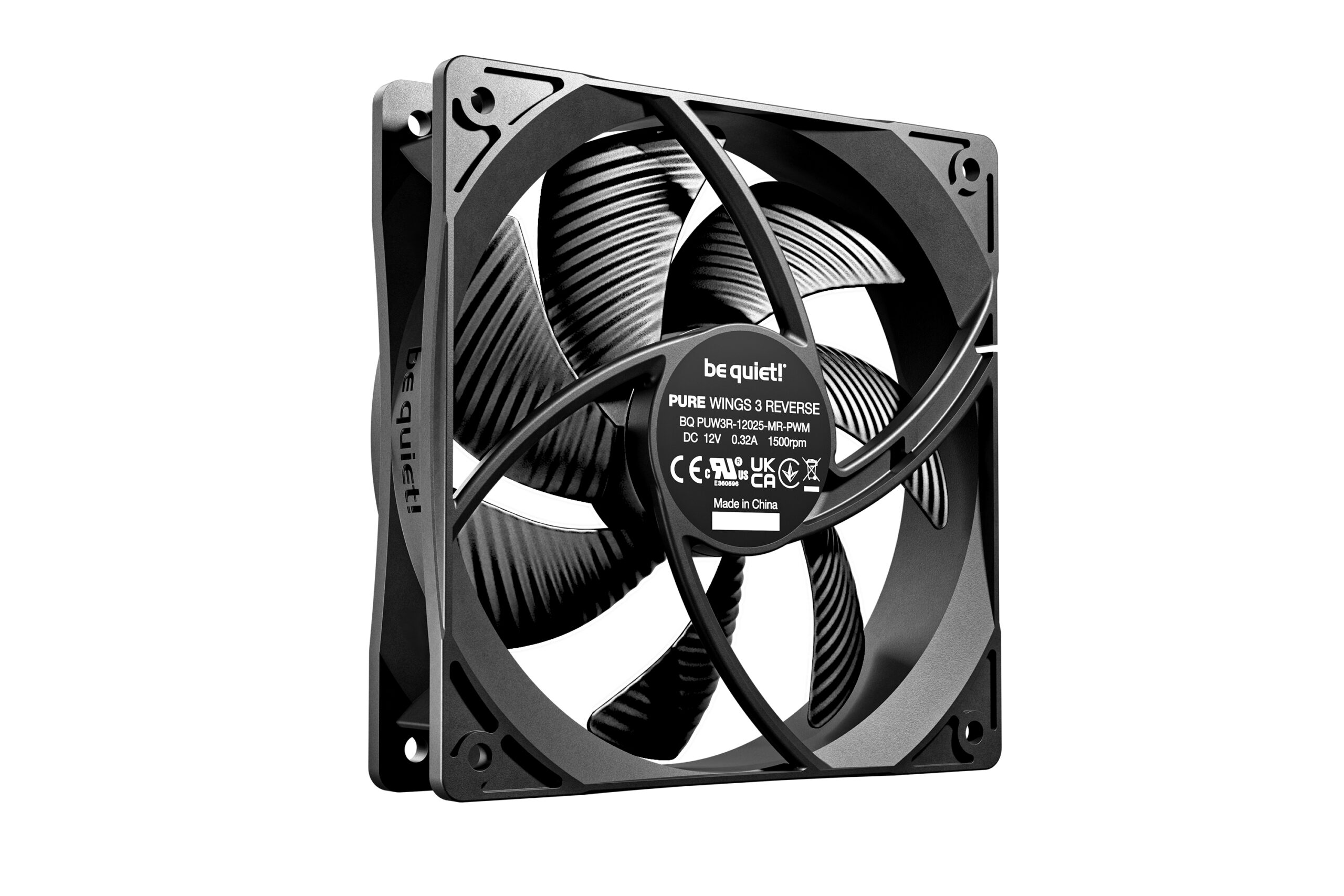 Set 3 ventilatoare be quiet "PURE WINGS 3 reverse", 120mm, 1500 RPM max, Rifle Bearing, 80 cfm, 4pin PWM, negru, "BL137" (timbru verde 0.54lei) -