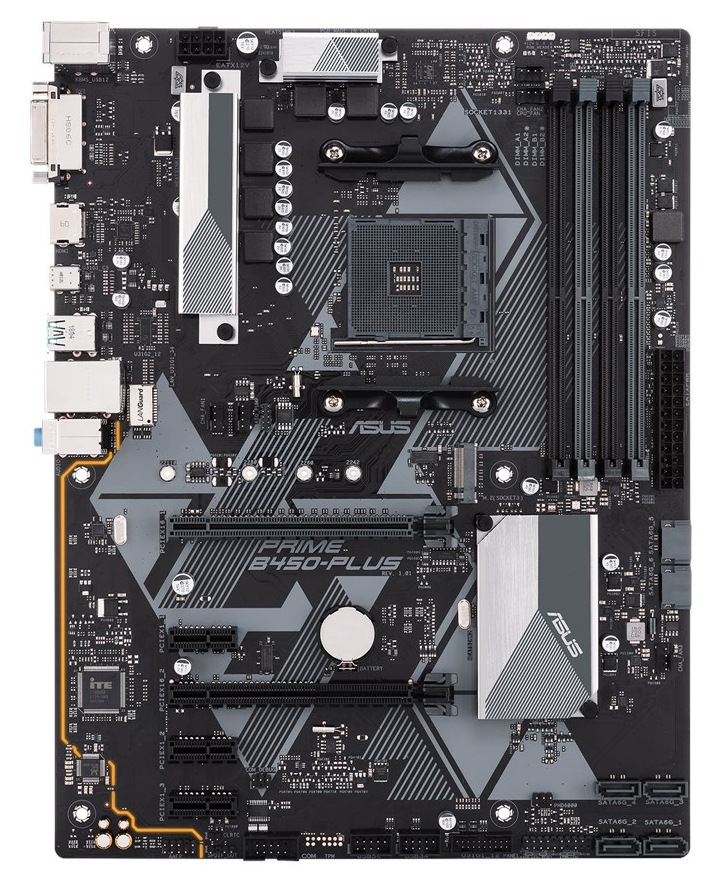 PLACA de BAZA Asus "PRIME B450-PLUS", skt AM4, ATX, AMD B450, 4 x DDR4, max. 64 GB, 6 x SATA, 1 x M.2, 7.1, "PRIME B450-PLUS"