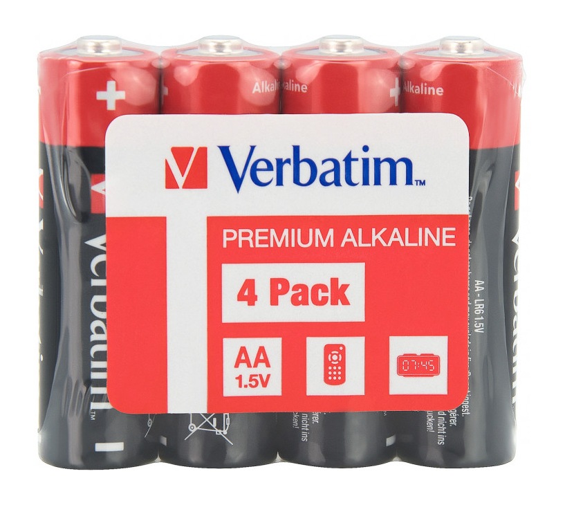 BATERIE VERBATIM AA (R6), 1.5V alcalina, 4 buc., shrink wrap "49501" (timbru verde 0.32 lei)