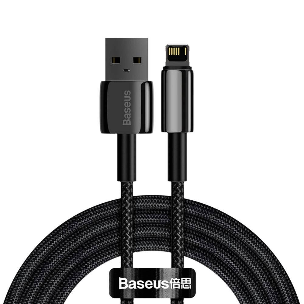 CABLU alimentare si date Baseus Tungsten Gold,Fast Charging Data Cable pt. smartphone,USB la Lightning 2.4A, braided,2m, rezistent zgarieturi,negru "CALWJ-A01" (timbru verde 0.18 lei) - 6953156204966