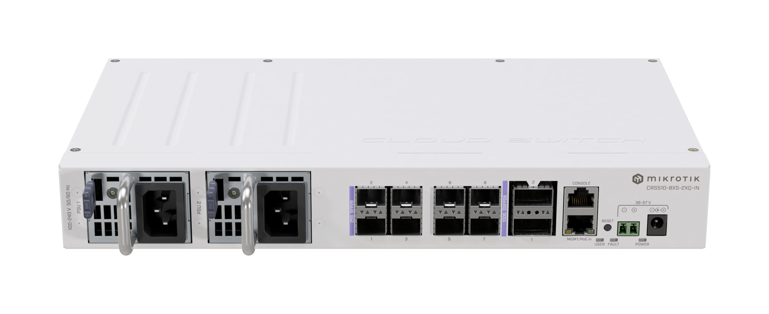 NET ROUTER/SWITCH 8PORT SFP28/CRS510-8XS-2XQ-IN MIKROTIK "CRS510-8XS-2XQ-IN" (timbru verde 2 lei)