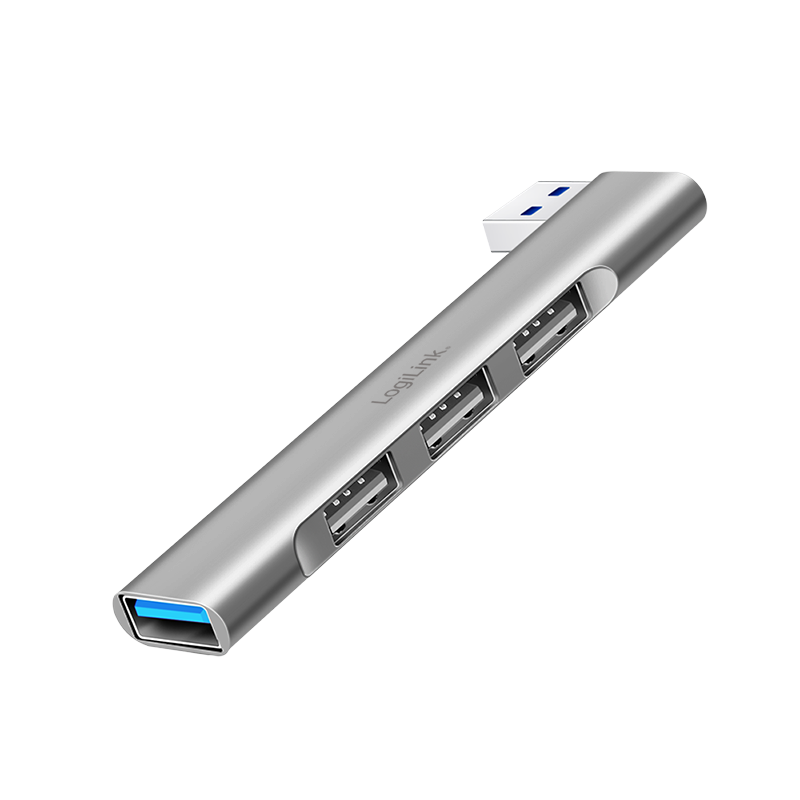 HUB extern LOGILINK, porturi USB: USB-A 3.0 x 1 + USB-A 2.0 x 3, conectare prin USB-A, aluminiu, gri, "UA0436" (timbru verde 0.18 lei)
