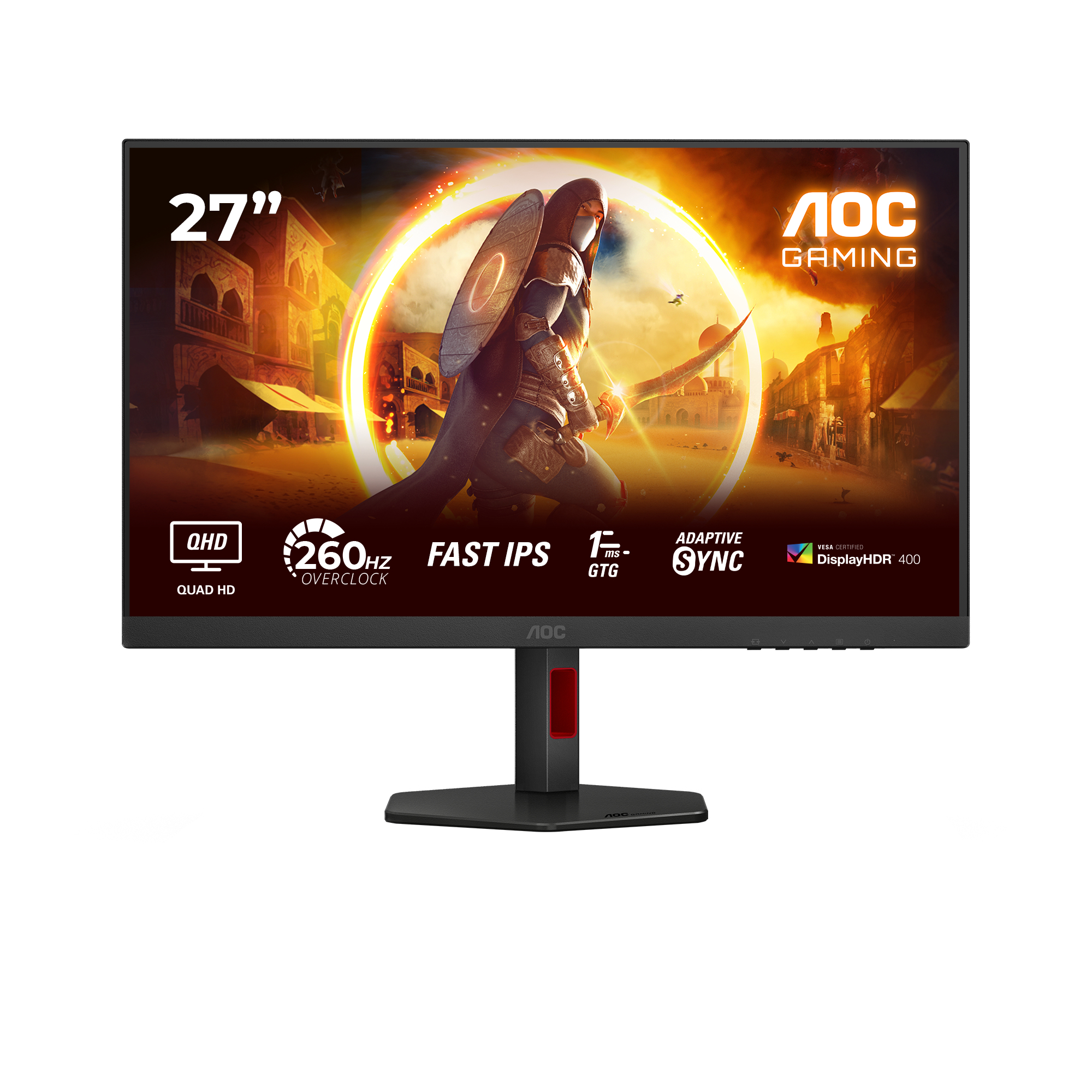 Monitor Gaming Fast IPS LED AOC 27" Q27G4ZR, QHD (2560 x 1440), HDMI, DisplayPort, Pivot, 160 Hz, 0.3 ms (Negru) "Q27G4ZR" (timbru verde 7 lei)