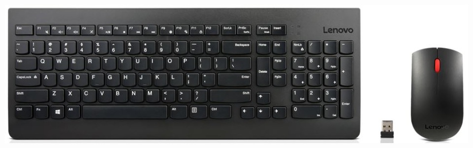 Kit TASTATURA si Mouse Lenovo, "Essential", wireless, 104 taste format standard, mouse 1200dpi, 3/1 butoane, negru, "4X30M39497" (timbru verde 0.8 lei)