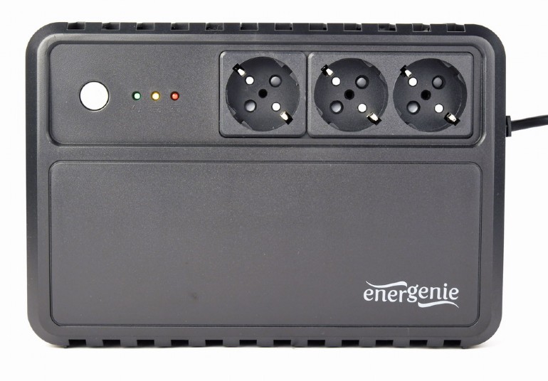 UPS GEMBIRD, Line Int. , brick, 800VA/480W, AVR, Schuko x 3, 1 x baterie 12V/8Ah, LED, back-up 1 - 10 min., montabil pe perete, "EG-UPS-3SDT800-01" (timbru verde 11 lei)