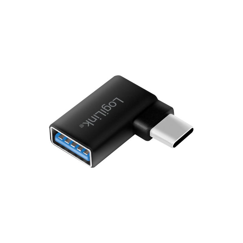 ADAPTOR LOGILINK, pt. smartphone, USB 3.2 Type-C (T) la USB 2.0 (M), USB-C 90 grade, pana la 5V / 3A 15W, negru, "AU0055" (timbru verde 0.08 lei)