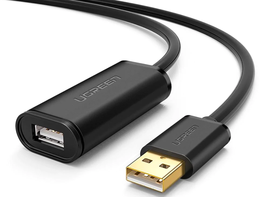 CABLU USB Ugreen prelungitor, "US121" USB 2.0 (T) la USB 2.0 (M), conectori auriti, 10m, negru, "10321" (timbru verde 0.18 lei) - 6957303813216